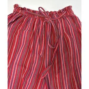American Eagle medium Red Striped Wide Leg Boho Gauze Culottes Tie Waist pants